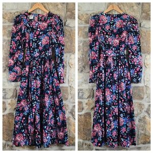 Laura Ashley Vintage Corduroy Floral Cotton Dress